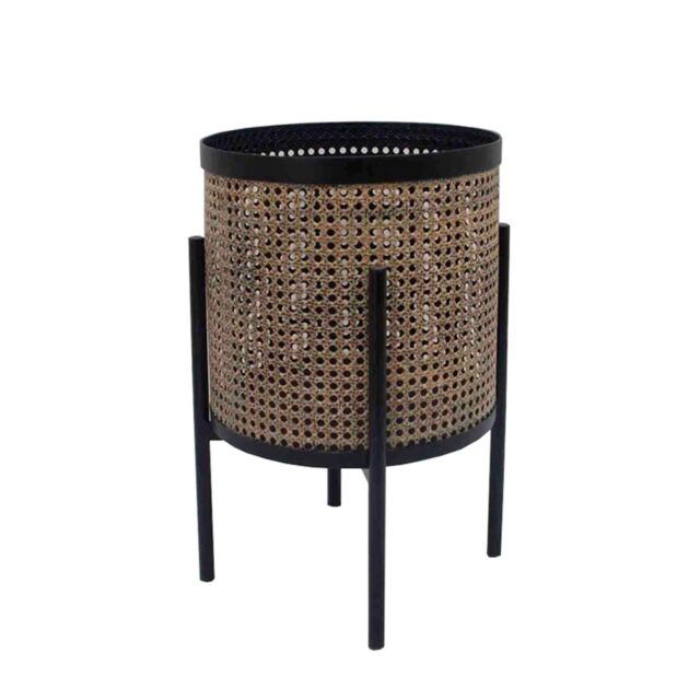 CANNE ΚΑΣΠΩ ΣΕ ΒΑΣΗ ΜΕΤΑΛΛΟ ΦΥΣΙΚΟ ΜΑΥΡΟ D30xH48cm