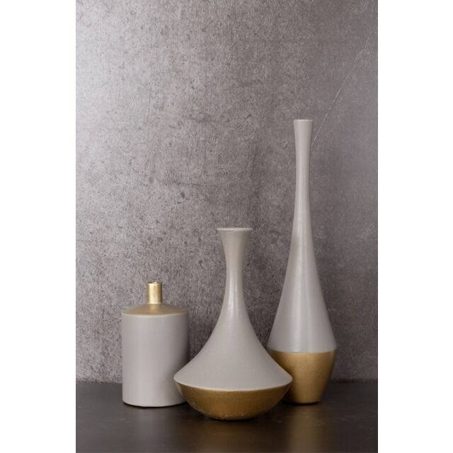 AIMA TALL ΒΑΖΟ ΚΕΡΑΜΙΚΟ ΓΚΡΙ ΜΑΤ ΧΡΥΣΟ 10,5x10,5xH40,5cm