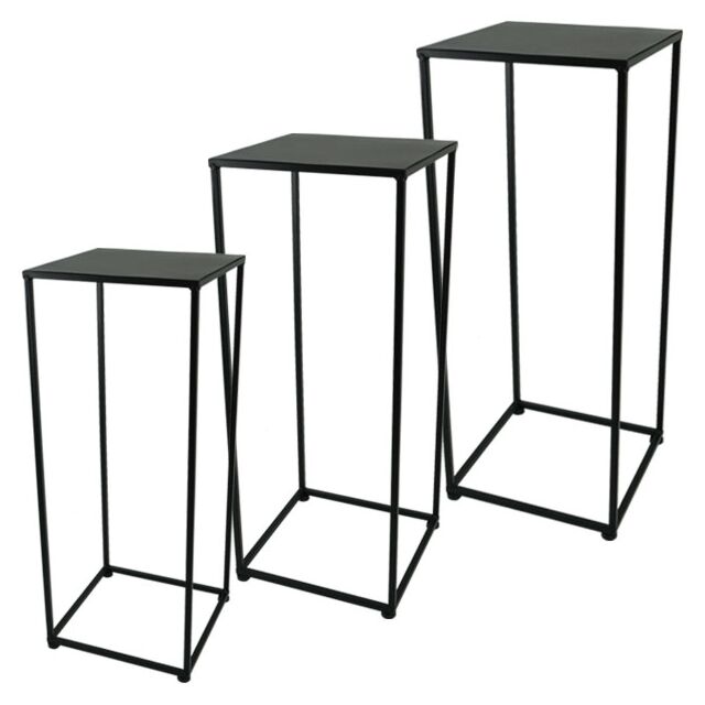 ΜΕΤΑΛΛΙΚΟ ΣΤΑΝΤ ΣΕΤ X3 - ΜΑΥΡΟ  29x29x70, 26x26x65, 22x22x60cm