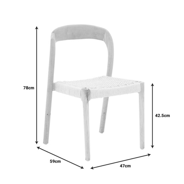 Καρέκλα Tavrine pakoworld σχοινί-rubberwood σε φυσική απόχρωση 47x59x78εκ