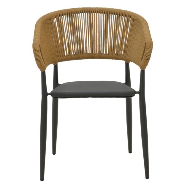 Πολυθρόνα κήπου Raven pakoworld rattan μπεζ-ανθρακί 57x62x78εκ