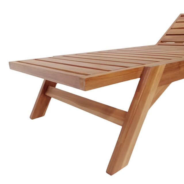 Ξαπλώστρα Melop pakoworld teak ξύλο σε φυσική απόχρωση 200x70x35εκ