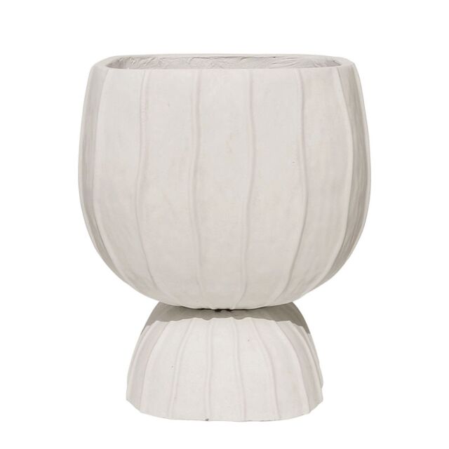 ΓΛΑΣΤΡΑ FIBERCLAY ΜΠΩΛ ΜΕ ΒΑΣΗ ΕΚΡΟΥ / ΡΑΒΔΩΣΕΙΣ - 32x32x45cm