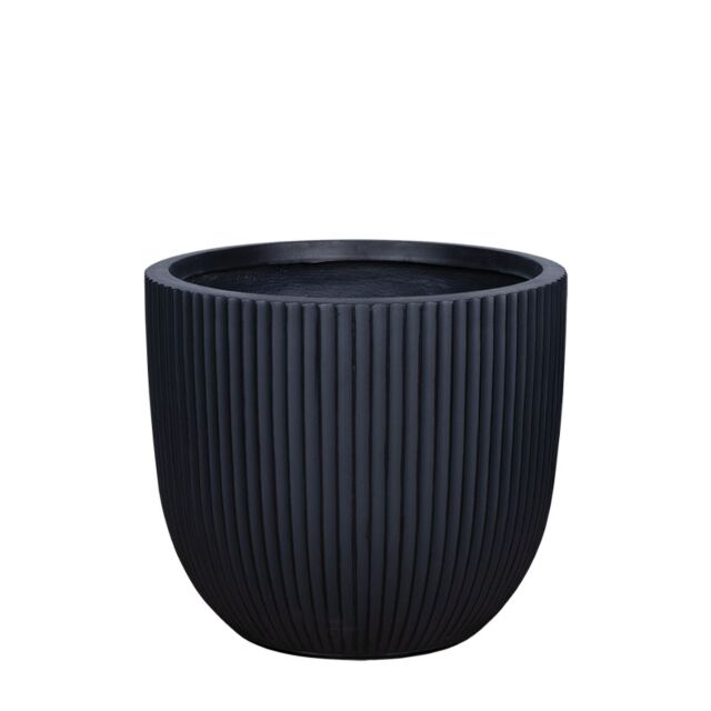 ΓΛΑΣΤΡΑ FIBERCLAY LARGE ΜΑΥΡΟ ΣΤΡΟΓΓΥΛΟ ΚΑΘΕΤΕΣ ΡΑΒΔΩΣΕΙΣ - Φ41x37cm