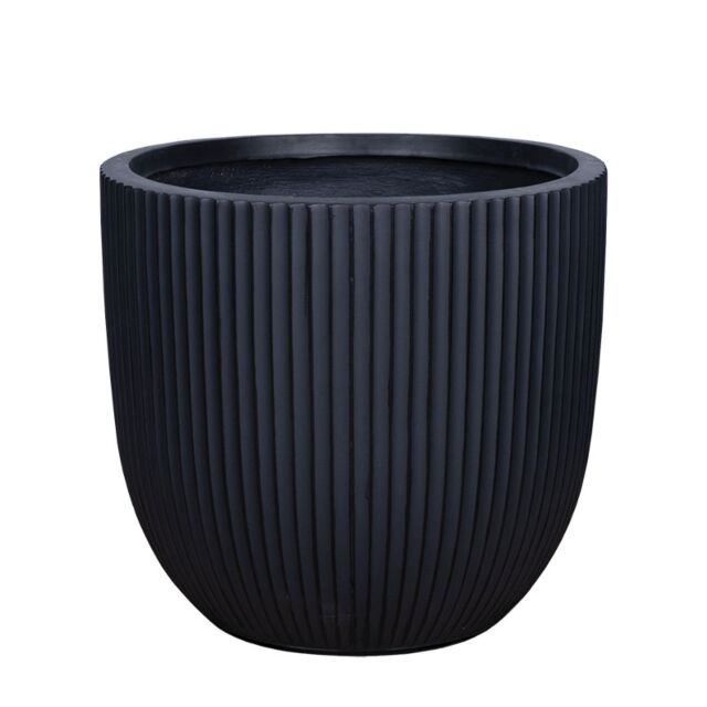 ΓΛΑΣΤΡΑ FIBERCLAY XLARGE ΜΑΥΡΟ ΣΤΡΟΓΓΥΛΟ ΚΑΘΕΤΕΣ ΡΑΒΔΩΣΕΙΣ - Φ49x47cm