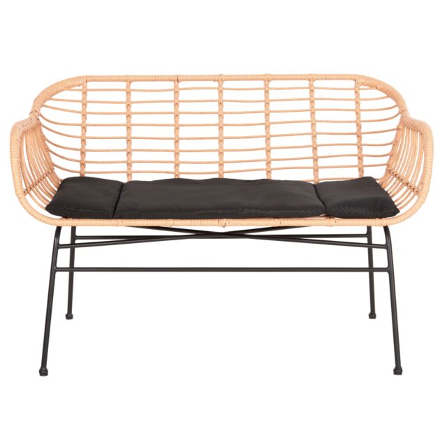 ΚΑΝΑΠΕΣ ΜΑΥΡΟ ΜΕΤΑΛΛΟ-ΜΠΕΖ ΣΥΝΘ.RATTAN 120x62x80Υεκ.