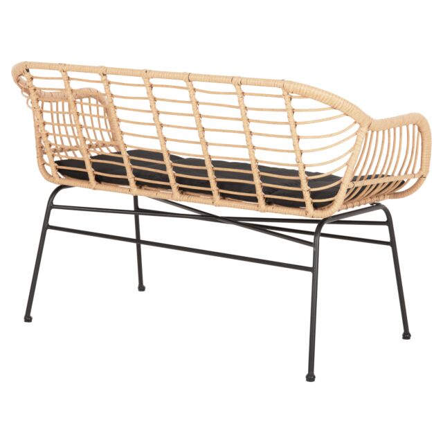 ΚΑΝΑΠΕΣ ΜΑΥΡΟ ΜΕΤΑΛΛΟ-ΜΠΕΖ ΣΥΝΘ.RATTAN 120x62x80Υεκ.