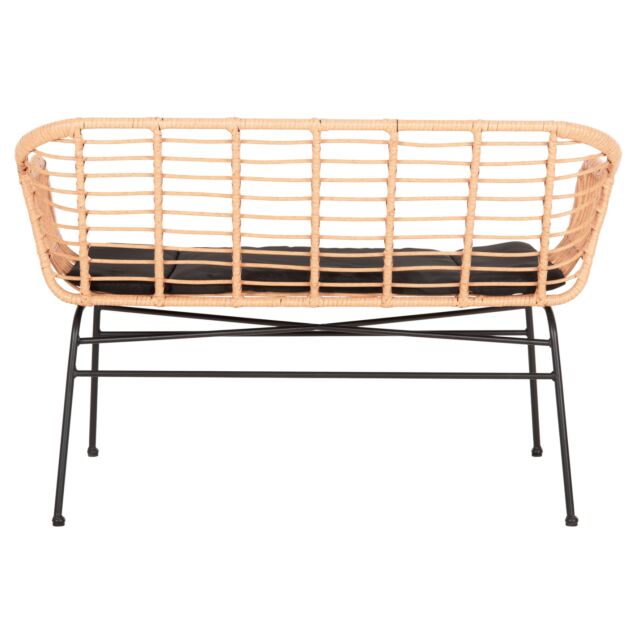 ΚΑΝΑΠΕΣ ΜΑΥΡΟ ΜΕΤΑΛΛΟ-ΜΠΕΖ ΣΥΝΘ.RATTAN 120x62x80Υεκ.