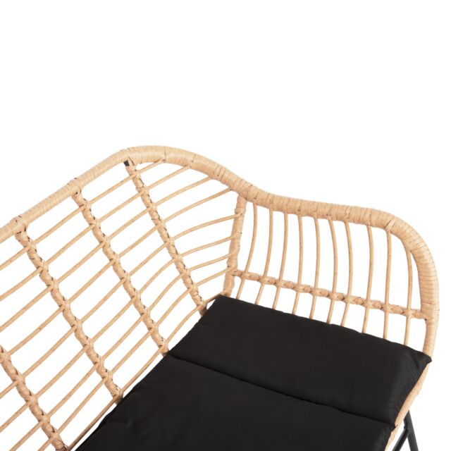 ΚΑΝΑΠΕΣ ΜΑΥΡΟ ΜΕΤΑΛΛΟ-ΜΠΕΖ ΣΥΝΘ.RATTAN 120x62x80Υεκ.