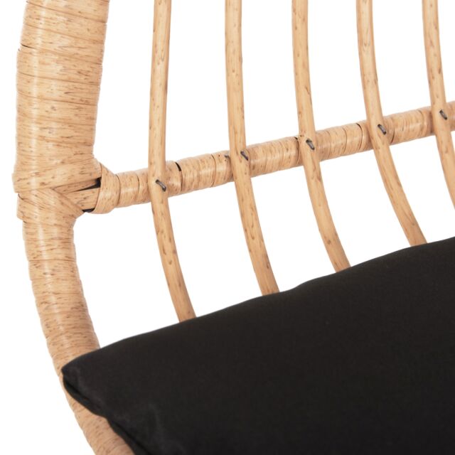 ΚΑΝΑΠΕΣ ΜΑΥΡΟ ΜΕΤΑΛΛΟ-ΜΠΕΖ ΣΥΝΘ.RATTAN 120x62x80Υεκ.