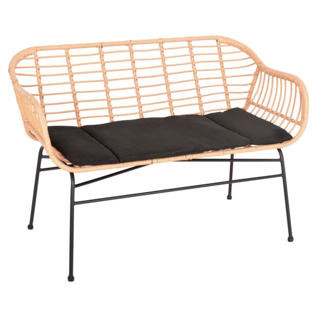 ΚΑΝΑΠΕΣ ΜΑΥΡΟ ΜΕΤΑΛΛΟ-ΜΠΕΖ ΣΥΝΘ.RATTAN 120x62x80Υεκ.