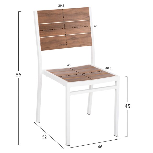 ΚΑΡΕΚΛΑ ΑΛΟΥΜΙΝΙΟΥ ΛΕΥΚΗ ΜΕ POLYWOOD 46x52x86Υεκ.