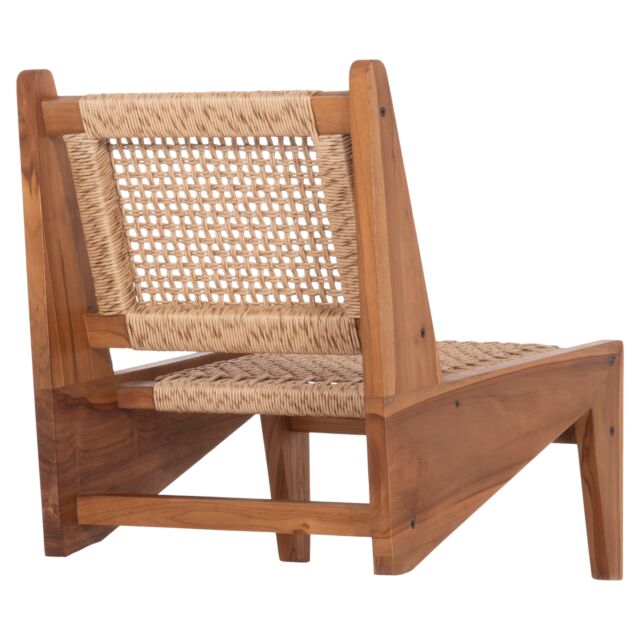 ΚΑΡΕΚΛΑ LOUNGE ΞΥΛΟ TEAK ΣΕ ΦΥΣΙΚΟ--ΣΥΝΘ.ΣΧΟΙΝΙ ΜΠΕΖ 55,5x74x65Υεκ.