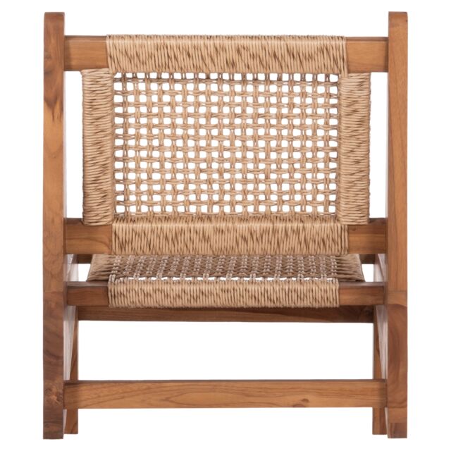 ΚΑΡΕΚΛΑ LOUNGE ΞΥΛΟ TEAK ΣΕ ΦΥΣΙΚΟ--ΣΥΝΘ.ΣΧΟΙΝΙ ΜΠΕΖ 55,5x74x65Υεκ.