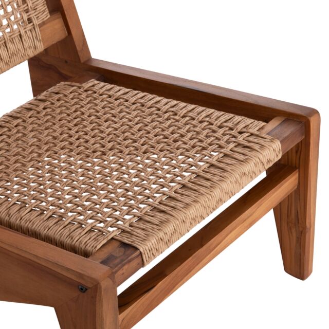 ΚΑΡΕΚΛΑ LOUNGE ΞΥΛΟ TEAK ΣΕ ΦΥΣΙΚΟ--ΣΥΝΘ.ΣΧΟΙΝΙ ΜΠΕΖ 55,5x74x65Υεκ.