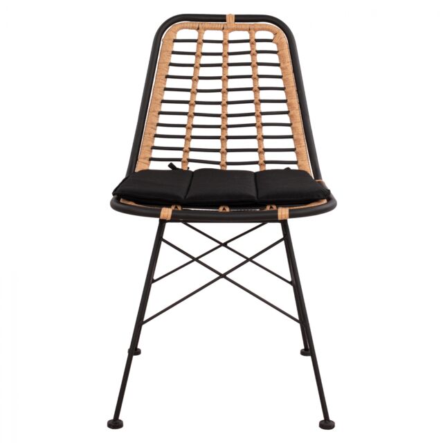 ΚΑΡΕΚΛΑ ΜΕΤΑΛΛΙΚΗ ΜΕ WICKER ΜΑΥΡΟ ΜΠΕΖ 46x59x83Υ εκ.