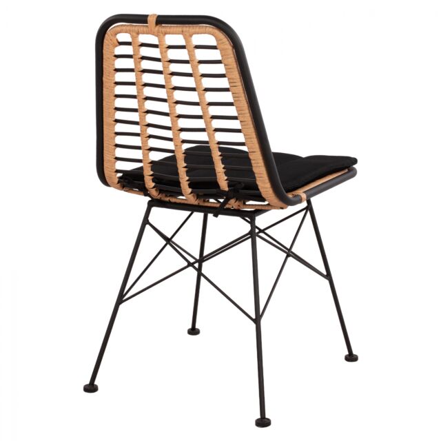 ΚΑΡΕΚΛΑ ΜΕΤΑΛΛΙΚΗ ΜΕ WICKER ΜΑΥΡΟ ΜΠΕΖ 46x59x83Υ εκ.