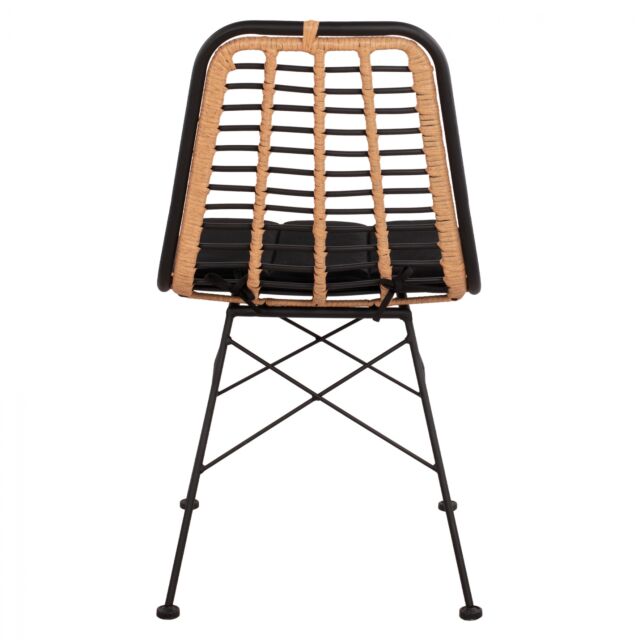 ΚΑΡΕΚΛΑ ΜΕΤΑΛΛΙΚΗ ΜΕ WICKER ΜΑΥΡΟ ΜΠΕΖ 46x59x83Υ εκ.