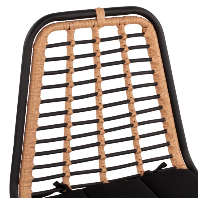 ΚΑΡΕΚΛΑ ΜΕΤΑΛΛΙΚΗ ΜΕ WICKER ΜΑΥΡΟ ΜΠΕΖ 46x59x83Υ εκ.
