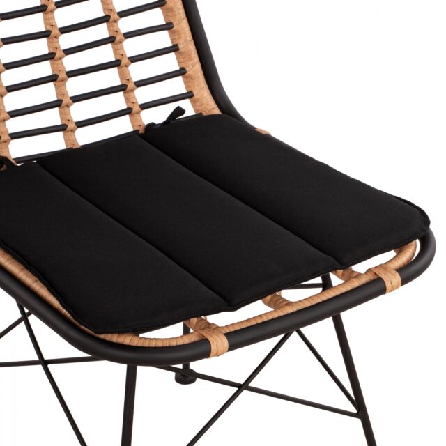 ΚΑΡΕΚΛΑ ΜΕΤΑΛΛΙΚΗ ΜΕ WICKER ΜΑΥΡΟ ΜΠΕΖ 46x59x83Υ εκ.