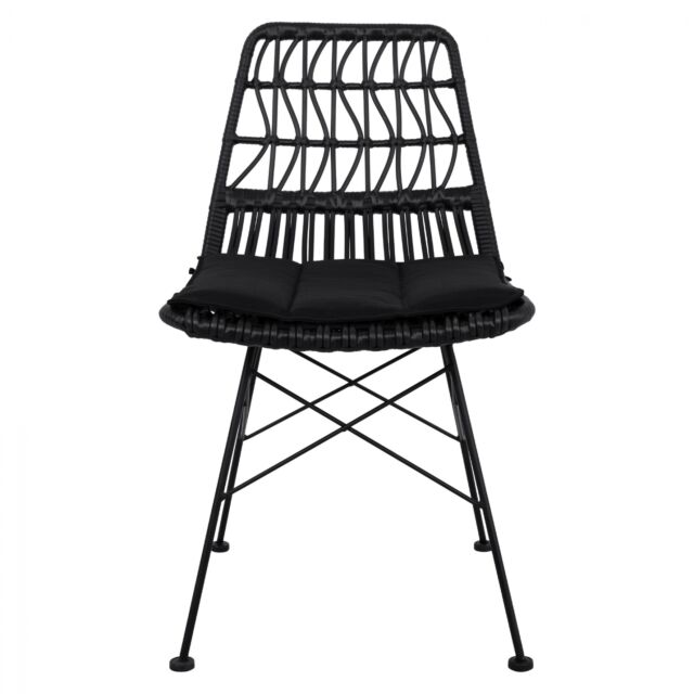 ΚΑΡΕΚΛΑ ΜΕΤΑΛΛΙΚΗ ΜΕ ΜΑΞΙΛΑΡΙ ΜΕ WICKER ΜΑΥΡΟ 48x60x83,5Υ εκ