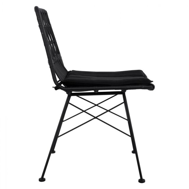 ΚΑΡΕΚΛΑ ΜΕΤΑΛΛΙΚΗ ΜΕ ΜΑΞΙΛΑΡΙ ΜΕ WICKER ΜΑΥΡΟ 48x60x83,5Υ εκ