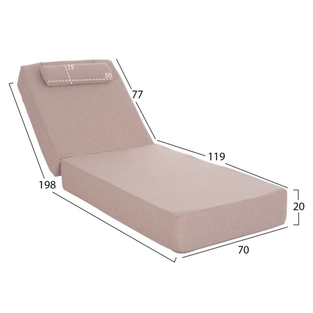 ΜΑΞΙΛΑΡΙ ΞΑΠΛΩΣΤΡΑΣ OLEFIN ΜΠΕΖ ΜΕ FOAM 198x70x20Υεκ