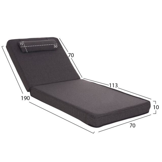 ΜΑΞΙΛΑΡΙ ΞΑΠΛΩΣΤΡΑΣ OLEFIN ΣΚΟΥΡΟ ΓΚΡΙ ΜΕ FOAM 190x70x10Υεκ