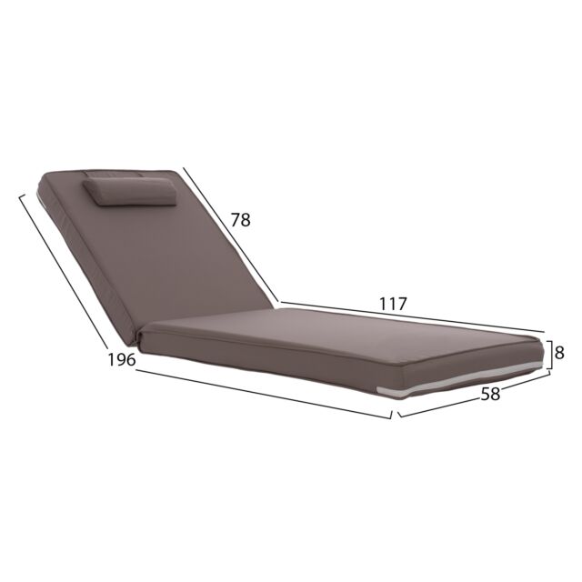 ΜΑΞΙΛΑΡΙ ΞΑΠΛΩΣΤΡΑΣ TEXTILENE 600gr/m2 2X1 SIFNOS 196(117+1+78)x58x8 εκ.