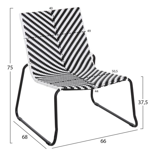 ΜΕΤΑΛΛΙΚΗ ΚΑΡΕΚΛΑ ΜΑΥΡΟ & ΑΣΠΡΟ ΣΥΝΘ.RATTAN 66x68x75Υεκ.