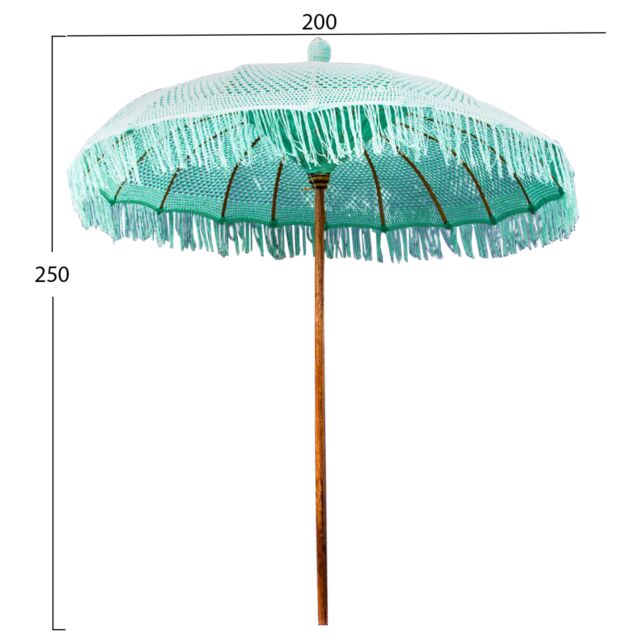 ΟΜΠΡΕΛΑ ΜΑΚΡΑΜΕ ΤΙΡΚΟΥΑΖ ΞΥΛO TEAK ΣΚΕΛΕΤΟΣ Φ200X250