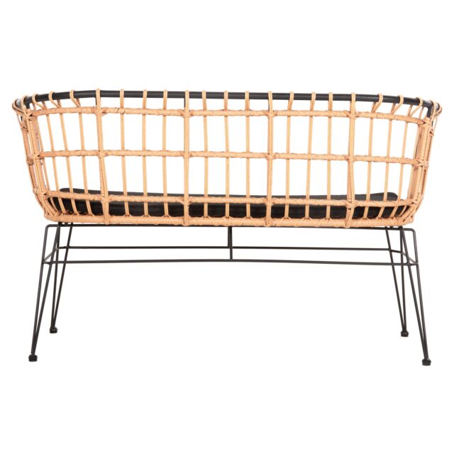 ΠΑΓΚΑΚΙ ΔΙΘΕΣΙΟ P.E.RATTAN ΜΠΕΖ-ΜΑΥΡΟΣ ΜΕΤΑΛ.ΣΚΕΛΕΤΟΣ 125x60x77Υεκ