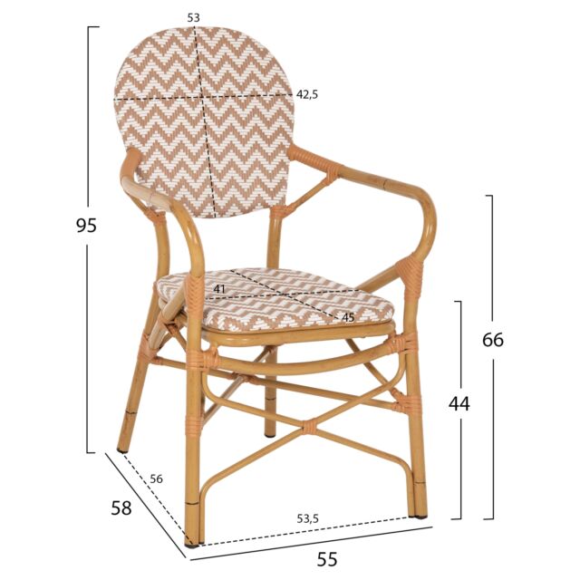 ΠΟΛΥΘΡΟΝΑ ΑΛΟΥΜΙΝΙΟΥ BAMBOO LOOK ΦΥΣΙΚΟ - ΛΕΥΚΟ 55x58x95Yεκ.