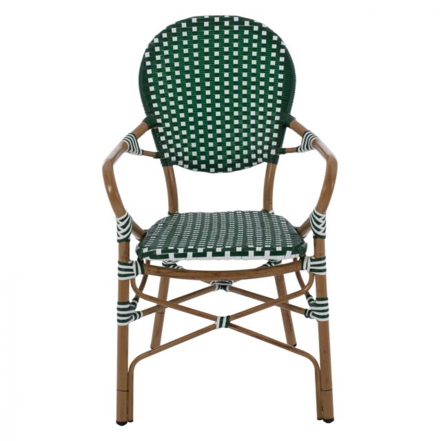 ΠΟΛΥΘΡΟΝΑ ΑΛΟΥΜΙΝΙΟΥ BAMBOO LOOK ΜΕ WICKER ΛΕΥΚΟ ΠΡΑΣΙΝΟ 56x59x98 εκ.