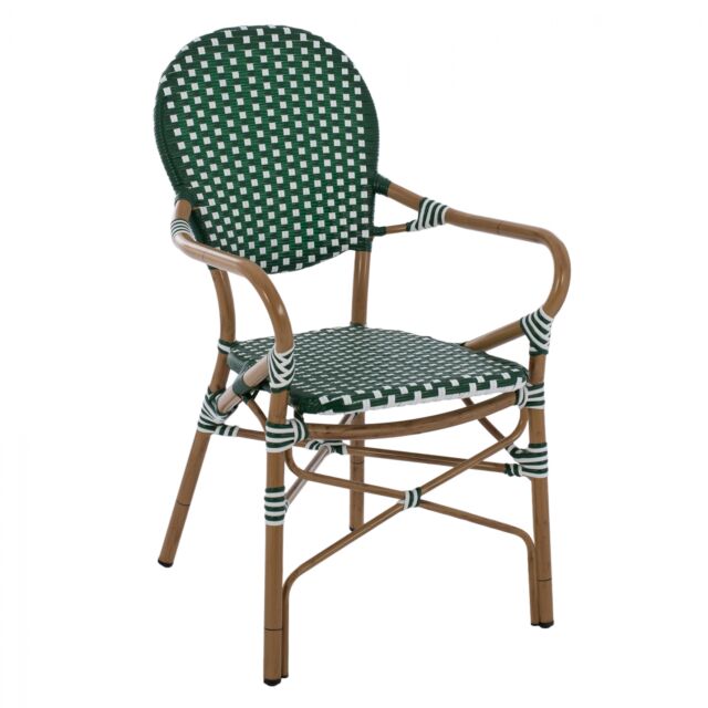 ΠΟΛΥΘΡΟΝΑ ΑΛΟΥΜΙΝΙΟΥ BAMBOO LOOK ΜΕ WICKER ΛΕΥΚΟ ΠΡΑΣΙΝΟ 56x59x98 εκ.