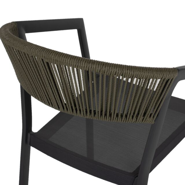 ΠΟΛΥΘΡΟΝΑ ΑΛΟΥΜΙΝΙΟΥ ΑΝΘΡΑΚΙ ΣΚΕΛΕΤΟΣ&TEXTLINE-RATTAN ΣΚΟΥΡΟ ΛΑΔΙ 56x60x81,5Υ εκ.