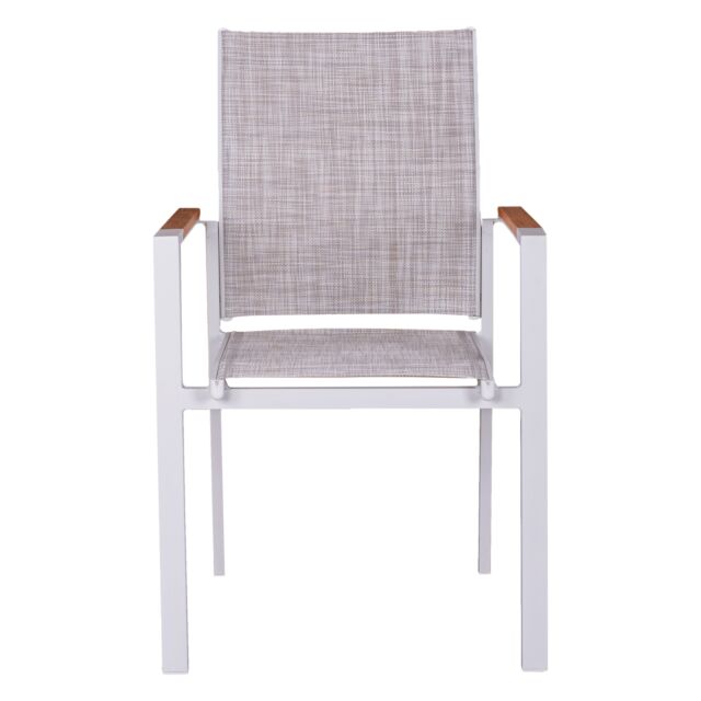 ΠΟΛΥΘΡΟΝΑ ΑΛΟΥΜΙΝΙΟΥ ΛΕΥΚΗ ΜΕ ΓΚΡΙ TEXTILENE & POLYWOOD 56x57x90Υ εκ.