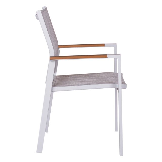 ΠΟΛΥΘΡΟΝΑ ΑΛΟΥΜΙΝΙΟΥ ΛΕΥΚΗ ΜΕ ΓΚΡΙ TEXTILENE & POLYWOOD 56x57x90Υ εκ.