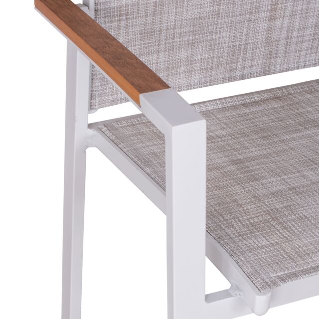 ΠΟΛΥΘΡΟΝΑ ΑΛΟΥΜΙΝΙΟΥ ΛΕΥΚΗ ΜΕ ΓΚΡΙ TEXTILENE & POLYWOOD 56x57x90Υ εκ.
