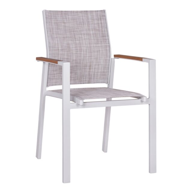 ΠΟΛΥΘΡΟΝΑ ΑΛΟΥΜΙΝΙΟΥ ΛΕΥΚΗ ΜΕ ΓΚΡΙ TEXTILENE & POLYWOOD 56x57x90Υ εκ.