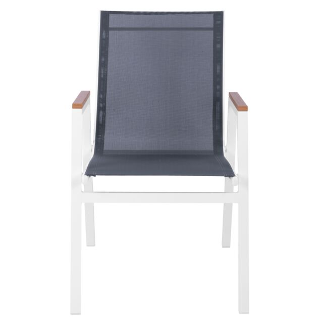 ΠΟΛΥΘΡΟΝΑ ΑΛΟΥΜΙΝΙΟΥ ΛΕΥΚΗ ΜΕ TEXTILENE ΓΚΡΙ & POLYWOOD 53x67x87 cm
