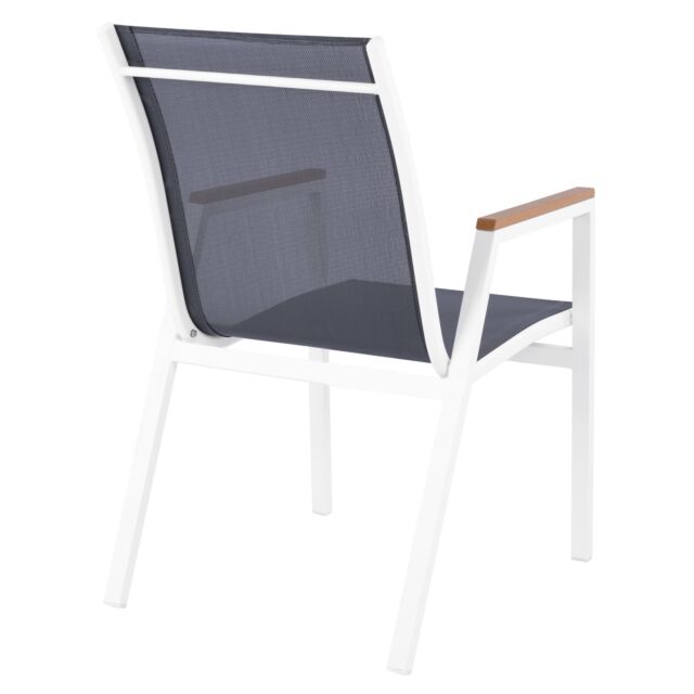 ΠΟΛΥΘΡΟΝΑ ΑΛΟΥΜΙΝΙΟΥ ΛΕΥΚΗ ΜΕ TEXTILENE ΓΚΡΙ & POLYWOOD 53x67x87 cm