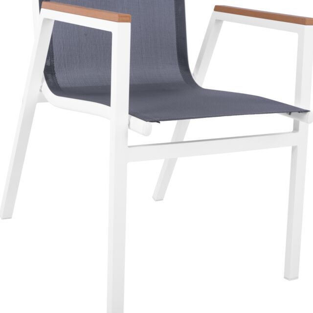 ΠΟΛΥΘΡΟΝΑ ΑΛΟΥΜΙΝΙΟΥ ΛΕΥΚΗ ΜΕ TEXTILENE ΓΚΡΙ & POLYWOOD 53x67x87 cm