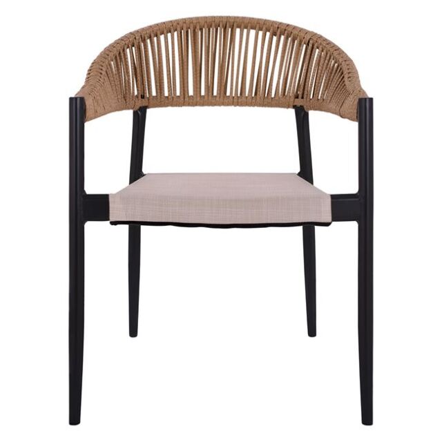 ΠΟΛΥΘΡΟΝΑ ΑΛΟΥΜΙΝΙΟΥ ΓΚΡΙ ΜΕ ROUND WICKER ΜΠΕΖ ΚΑΦΕ 56x55x76Υεκ.