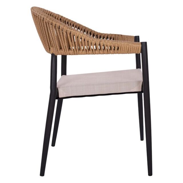 ΠΟΛΥΘΡΟΝΑ ΑΛΟΥΜΙΝΙΟΥ ΓΚΡΙ ΜΕ ROUND WICKER ΜΠΕΖ ΚΑΦΕ 56x55x76Υεκ.