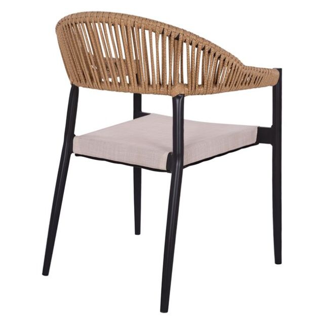 ΠΟΛΥΘΡΟΝΑ ΑΛΟΥΜΙΝΙΟΥ ΓΚΡΙ ΜΕ ROUND WICKER ΜΠΕΖ ΚΑΦΕ 56x55x76Υεκ.