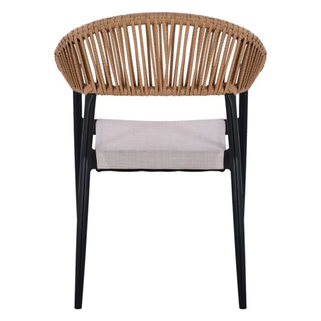ΠΟΛΥΘΡΟΝΑ ΑΛΟΥΜΙΝΙΟΥ ΓΚΡΙ ΜΕ ROUND WICKER ΜΠΕΖ ΚΑΦΕ 56x55x76Υεκ.