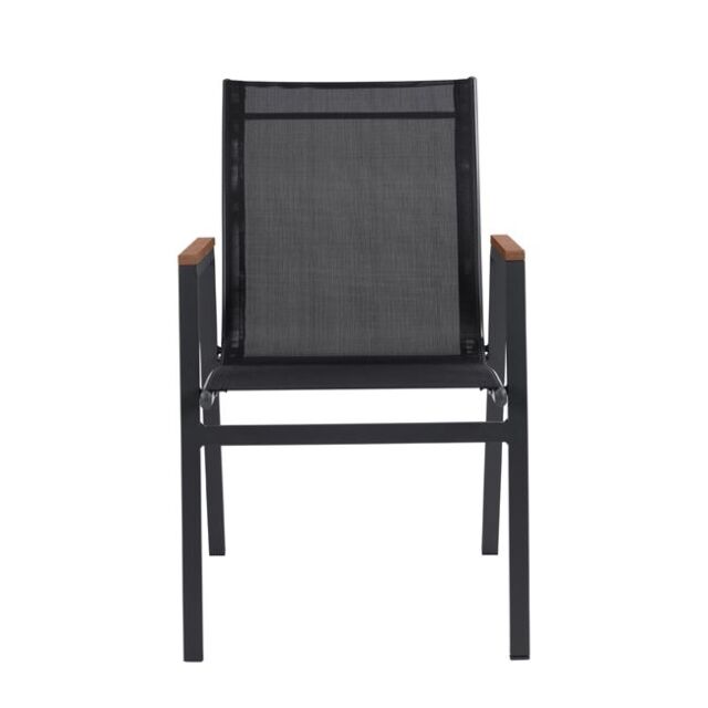 ΠΟΛΥΘΡΟΝΑ ΑΛΟΥΜΙΝΙΟΥ ΓΚΡΙ ΜΕ TEXTILENE ΜΑΥΡΟ & POLYWOOD 53x67x87 cm