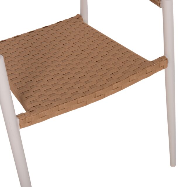ΠΟΛΥΘΡΟΝΑ ΑΛΟΥΜΙΝΙΟΥ ΛΕΥΚΗ PΕ RATTAN ΜΠΕΖ 56x60x78 εκ.