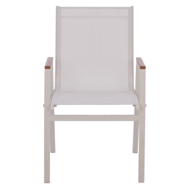 ΠΟΛΥΘΡΟΝΑ ΑΛΟΥΜΙΝΙΟΥ SHYLA ΛΕΥΚΗ ΜΕ TEXTILENE & POLYWOOD 53x67x87 εκ.